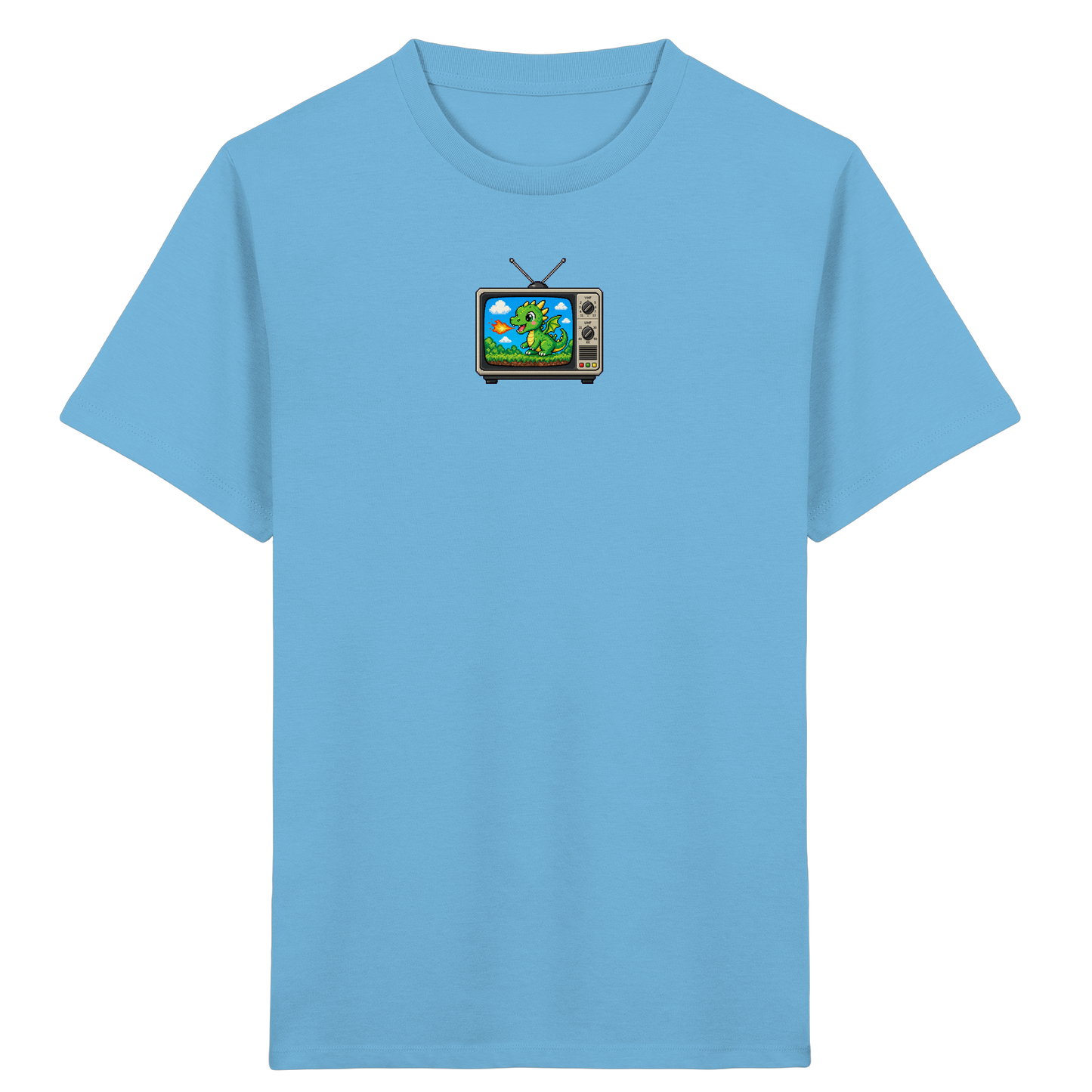 Pixel Drache im Retro TV Shirt - Kinder Bio T-Shirt