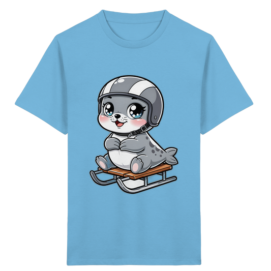 Robbe auf Schlitten: Abenteuer T-Shirt - Kinder Bio T-Shirt