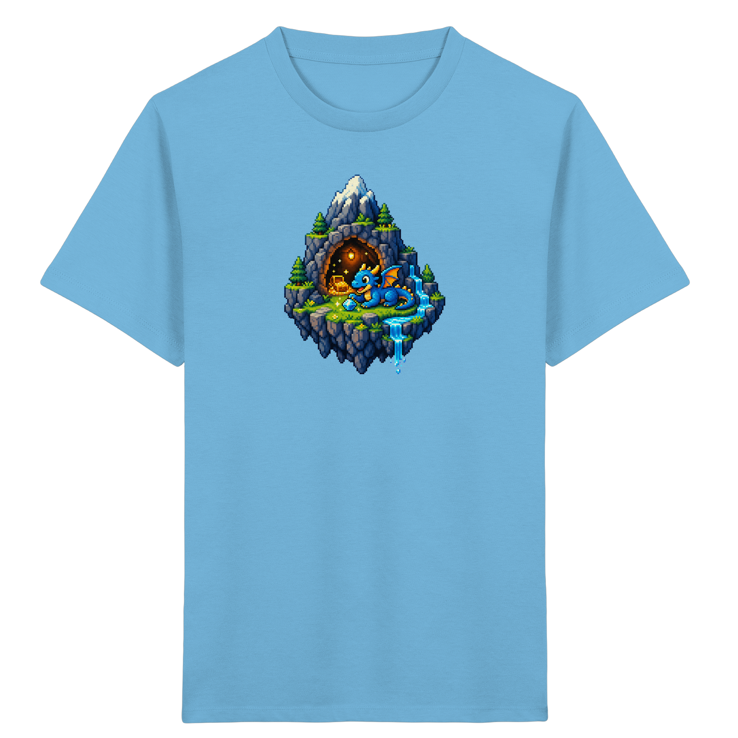 Magischer Pixel Drache Schatz Insel - Kinder Bio T-Shirt