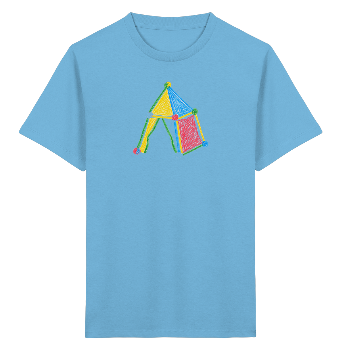 Buntes Farbpunkt Zelt Motiv - Kinder Bio T-Shirt