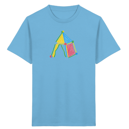 Buntes Farbpunkt Zelt Motiv - Kinder Bio T-Shirt