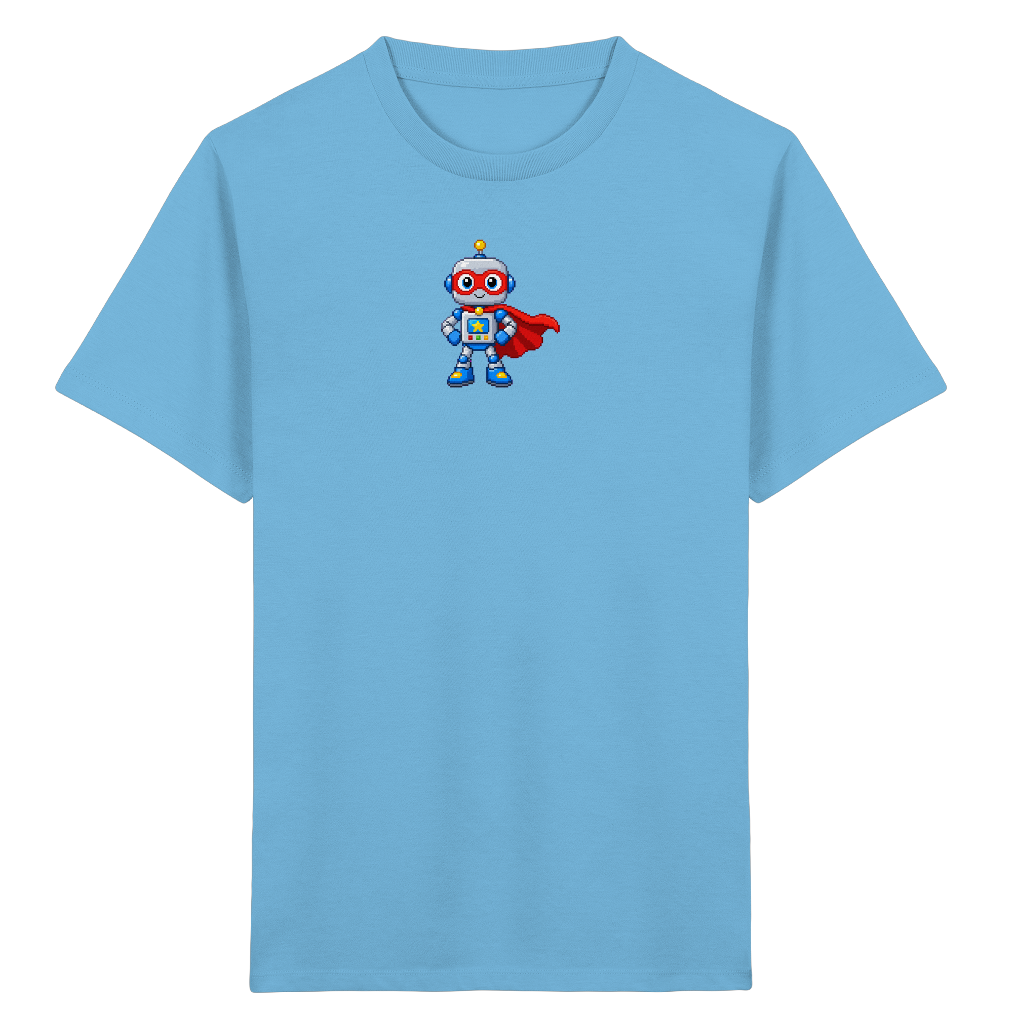 Pixel-Roboter als Superheld – Kinder T-Shirt