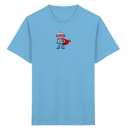 Pixel-Roboter Superhelden-Shirt: Freundliches Design - Kinder Bio T-Shirt