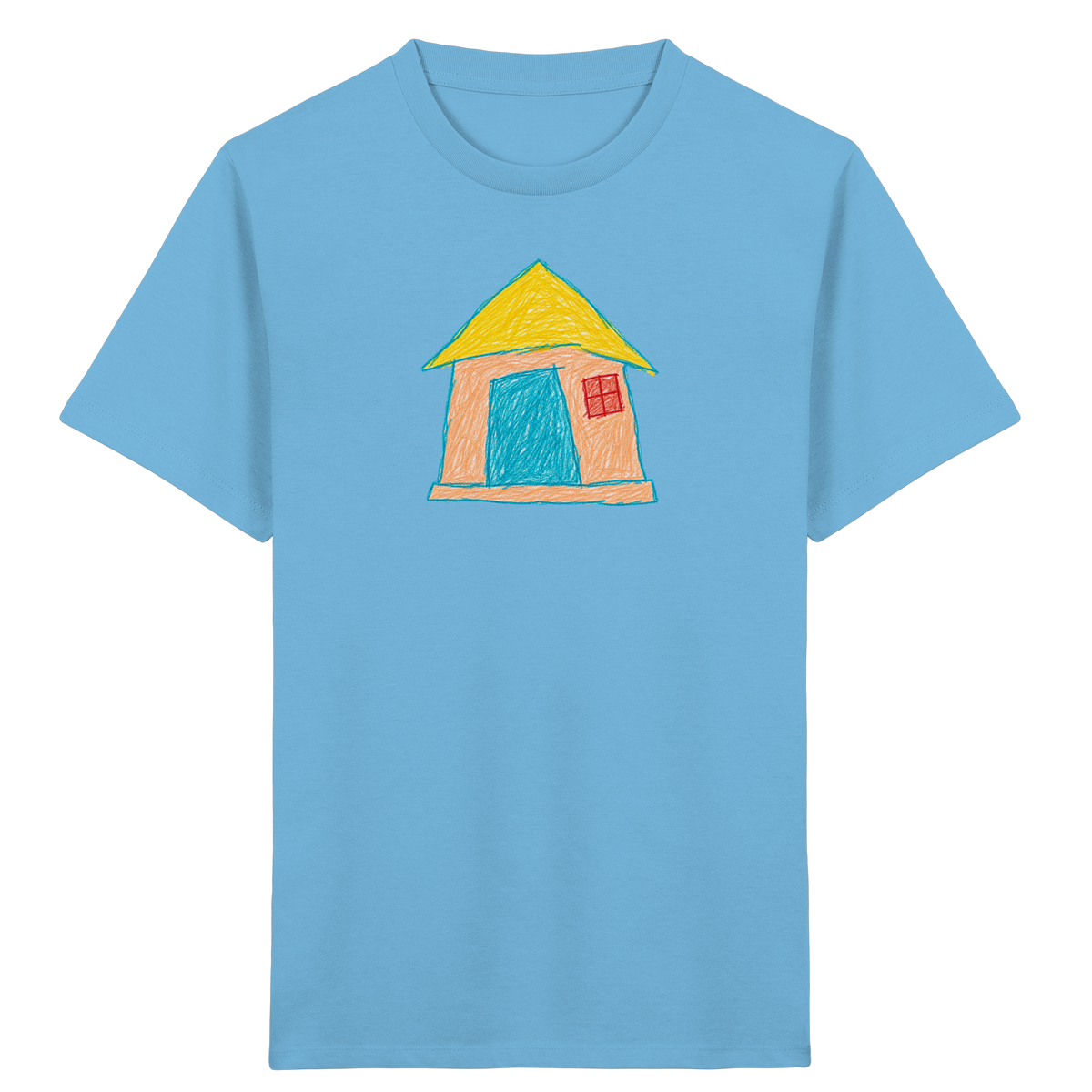 Pfirsichfarbenes Türhaus für Kinder - Kinder Bio T-Shirt