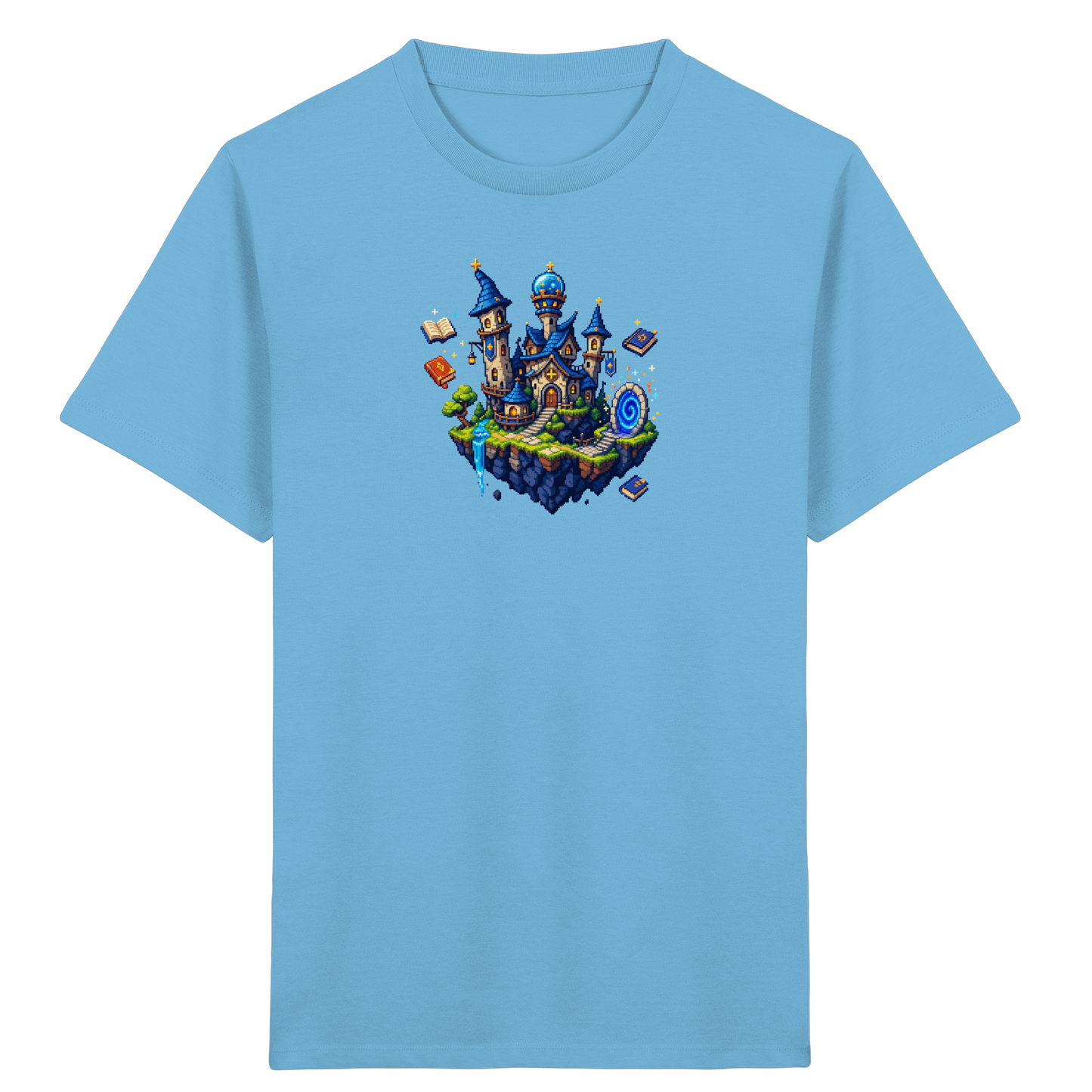 Magische Akademie schwebende Insel Pixel-Shirt - Kinder Bio T-Shirt
