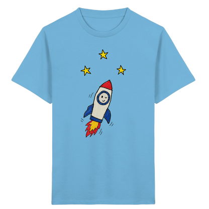 Fröhliches Raketen T-Shirt für Abenteurer - Kinder Bio T-Shirt