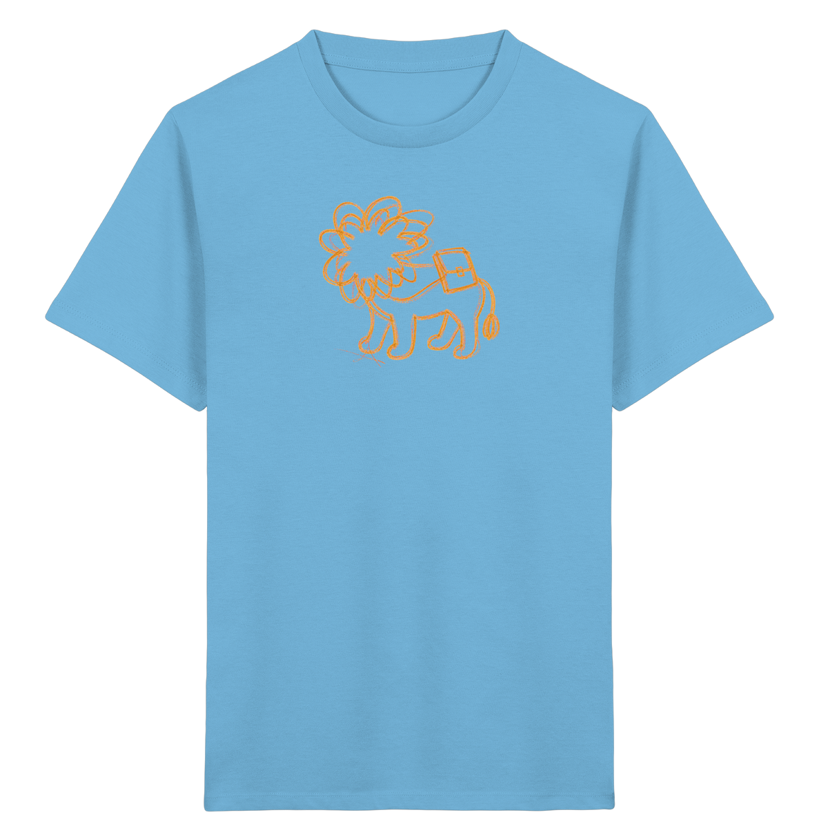 Senfgelber Krakellöwe mit Ranzen - Kinder Bio T-Shirt