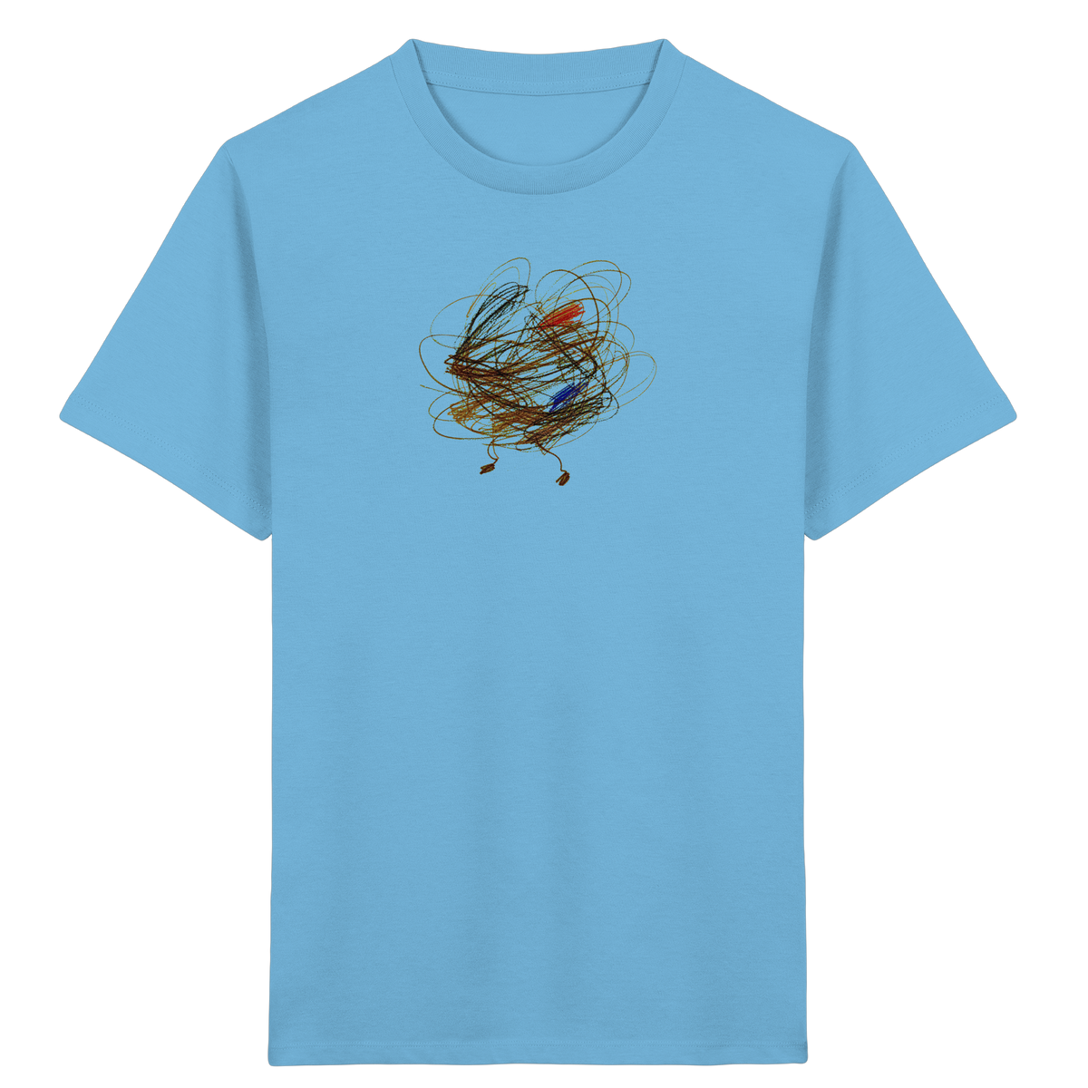 Aqua-Blue Kinder Bio T-Shirt mit abstraktem Vogel-Motiv