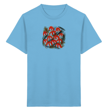 Aqua-Blue Kinder Bio T-Shirt mit Pilz-Motiv im Kritzelstil