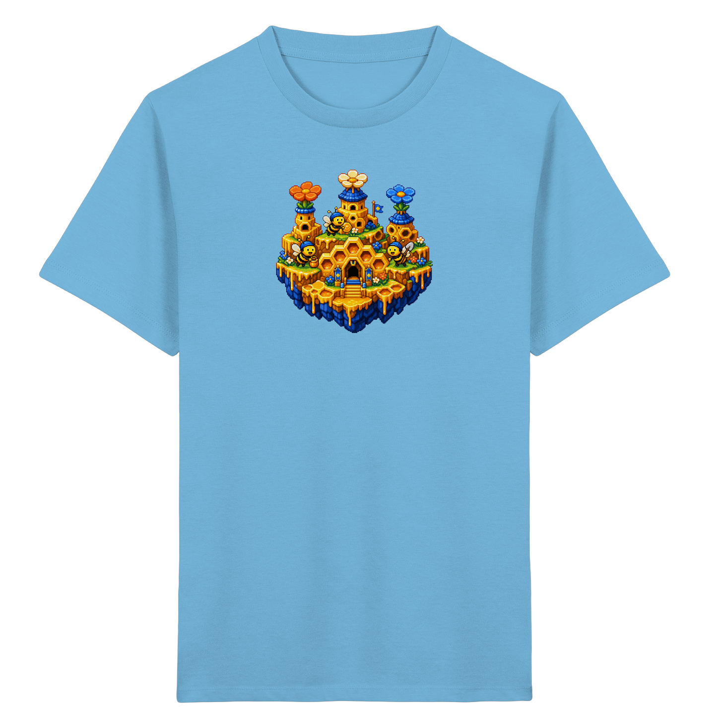 Fröhliches Pixel-Art Bienen T-Shirt - Kinder Bio T-Shirt