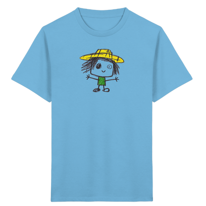 Kritzelkopf mit gelbem Strohhut - Kinder Bio T-Shirt