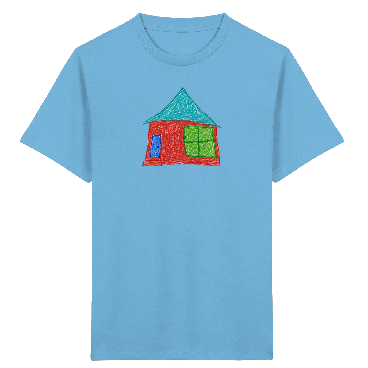 Rotes Haus mit Türkisdach - Kinder Bio T-Shirt
