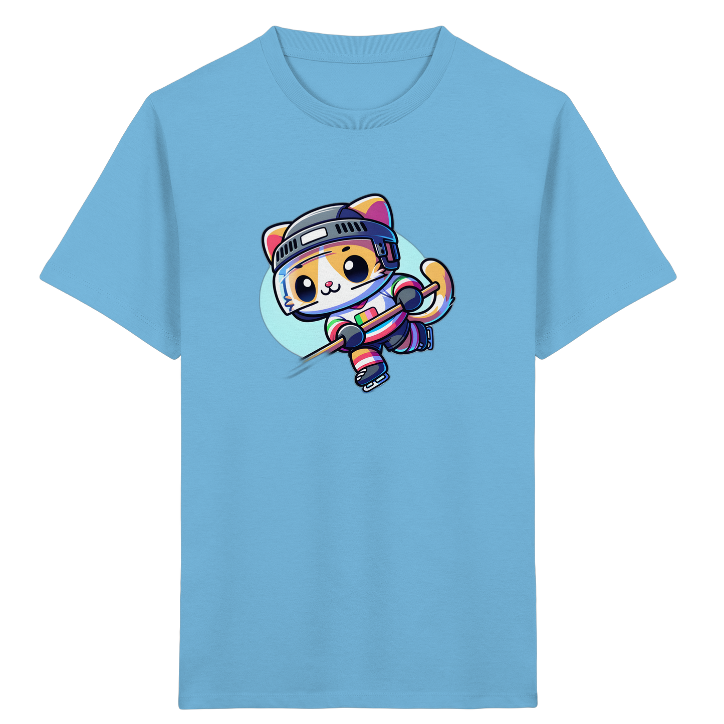 Eishockey Katze: Fröhliches Kinder T-Shirt