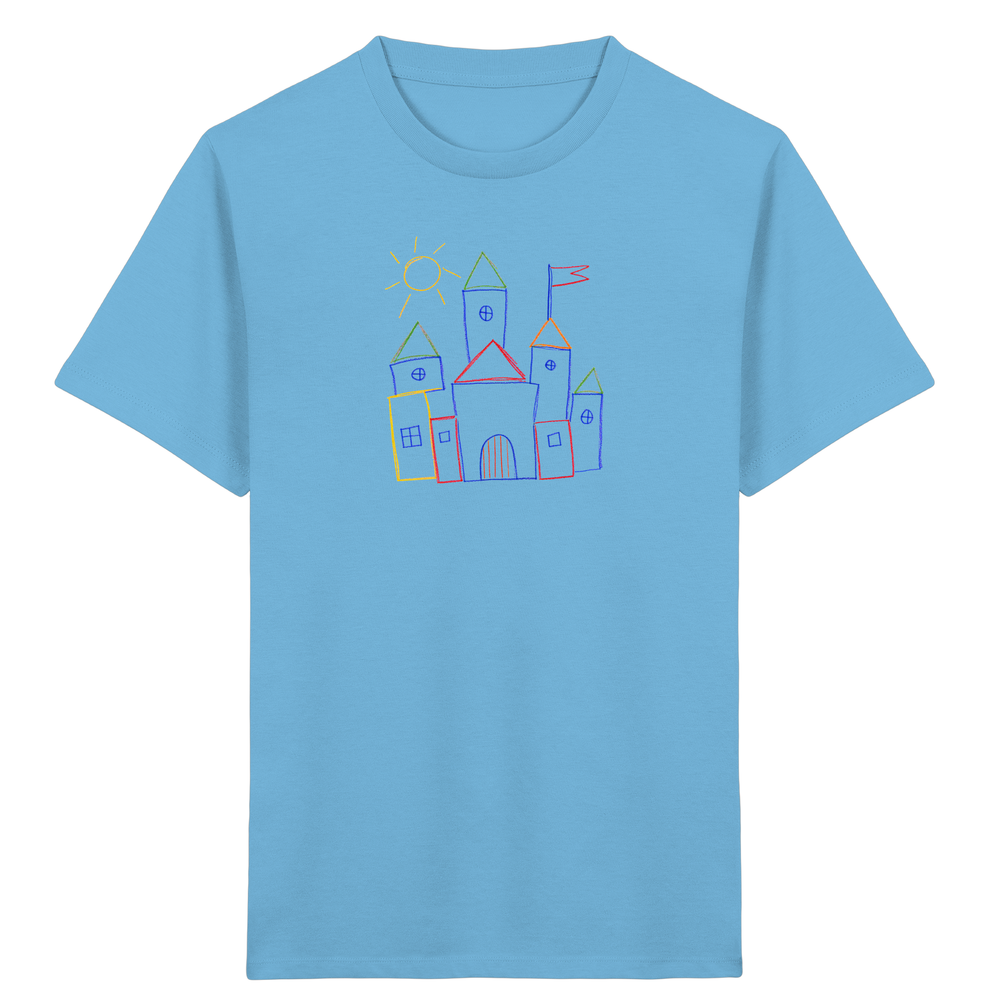 Fröhliches T-Shirt mit Märchenburg Motiv - Kinder Bio T-Shirt