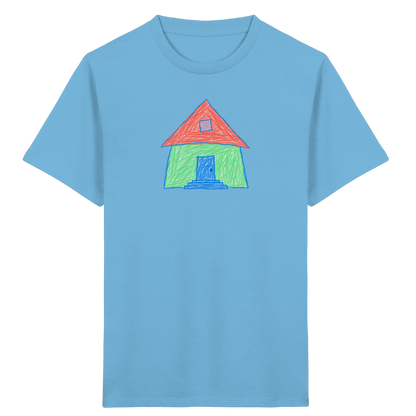 Mintgrünes Haus mit Spitzdach - Kinder Bio T-Shirt