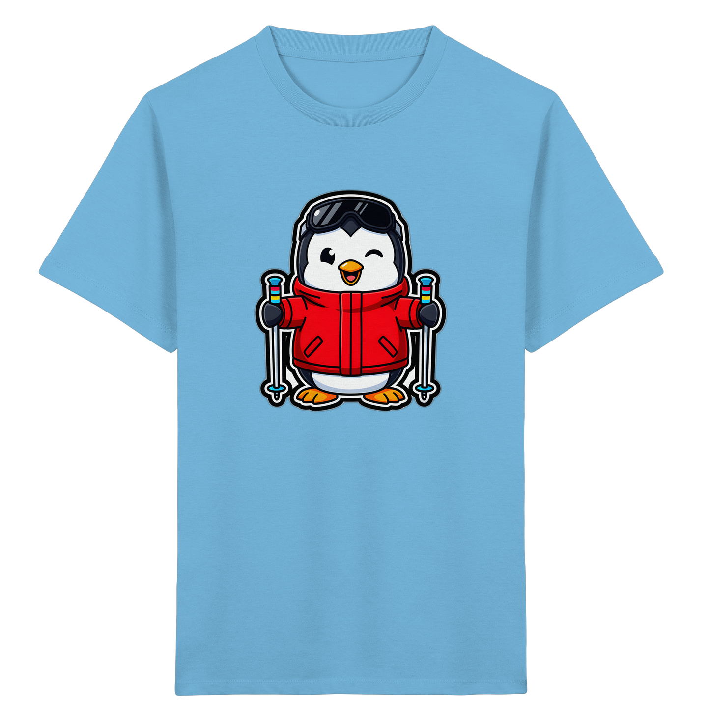 Fröhlicher Pinguin Ski Abenteuer Shirt - Kinder Bio T-Shirt