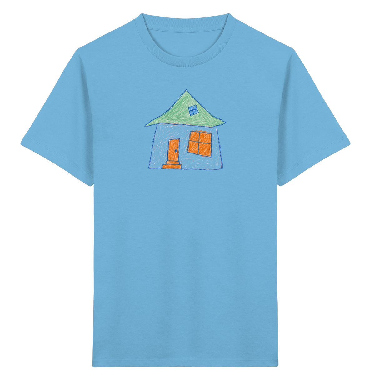 Rosa Haus mit Dachfenster - Kinder Bio T-Shirt
