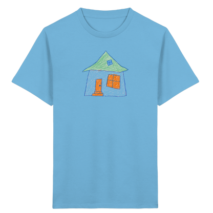 Rosa Haus mit Dachfenster - Kinder Bio T-Shirt