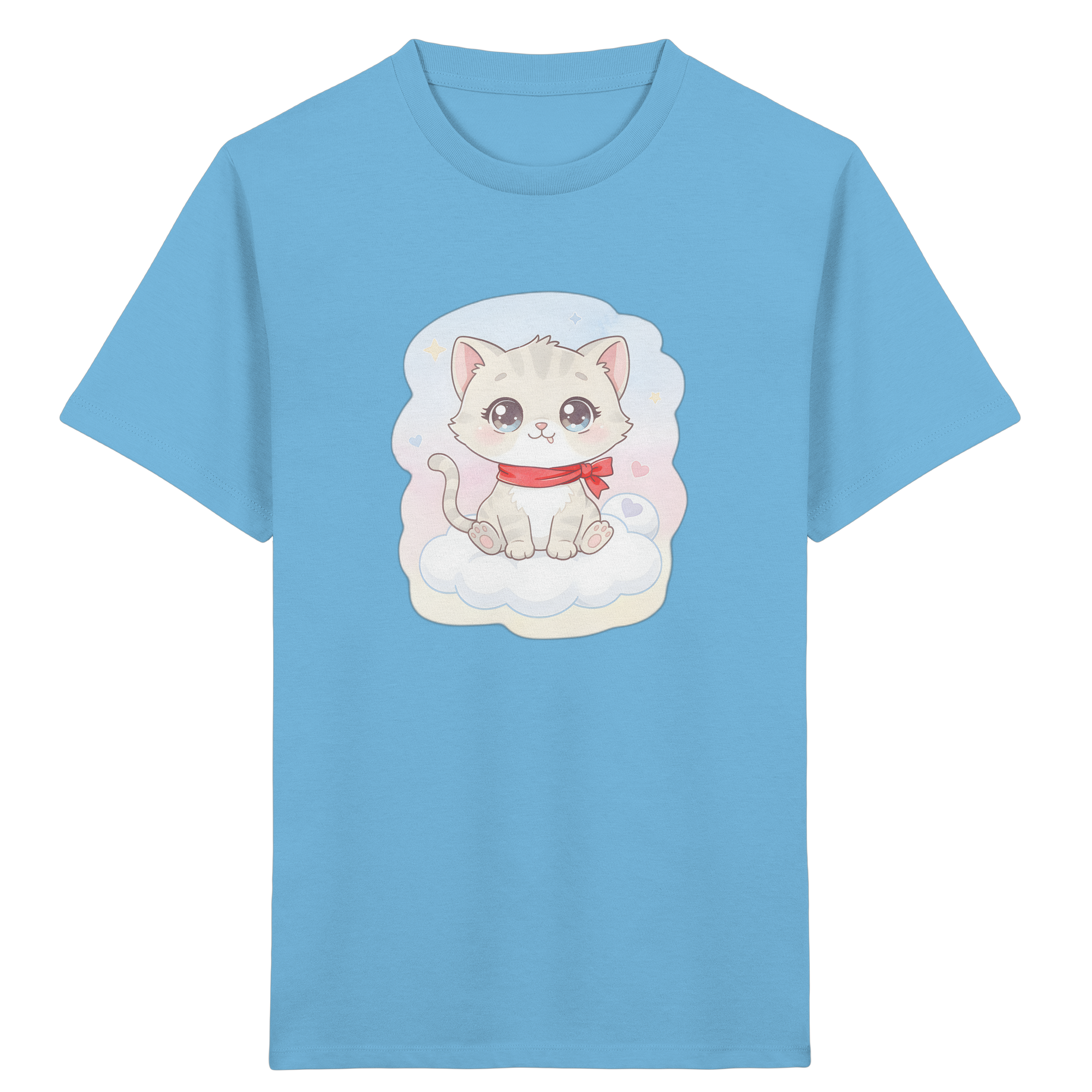 Katze auf Wolke – Aquarell-Kinder-T-Shirt