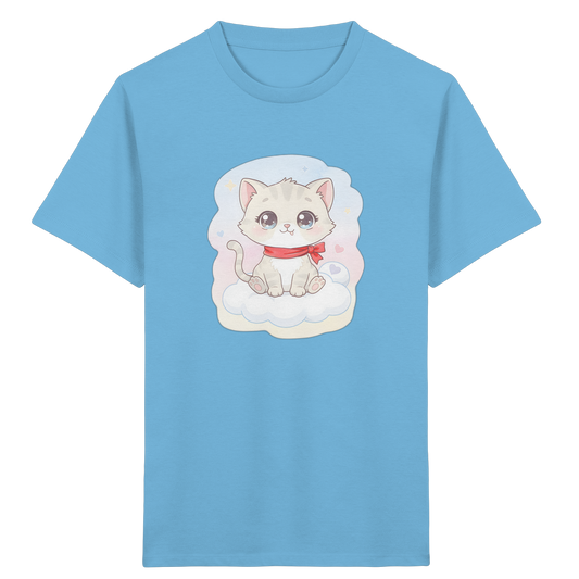 Kinder-T-Shirt mit Katze auf einer Wolke