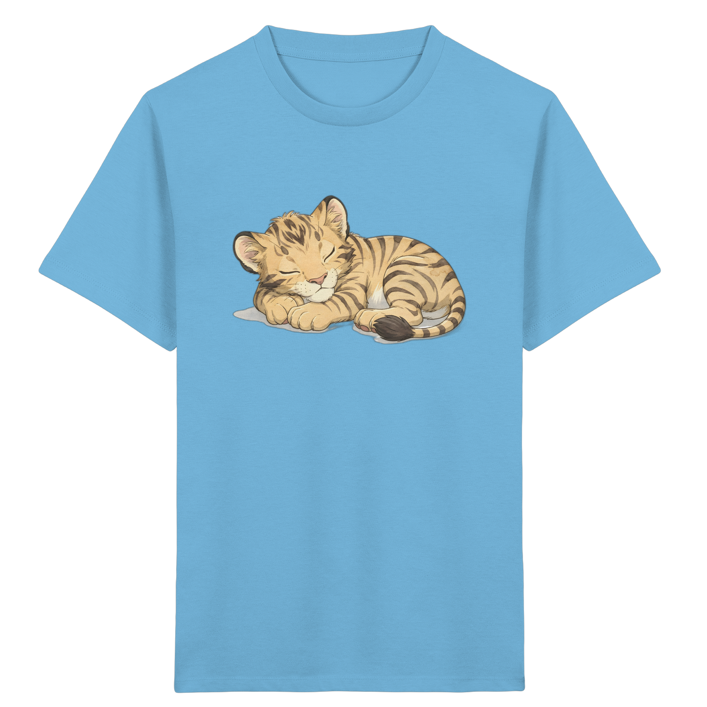 Schlafendes Tigerjunges: Kuscheliges Aquarell T-Shirt - Kinder Bio T-Shirt