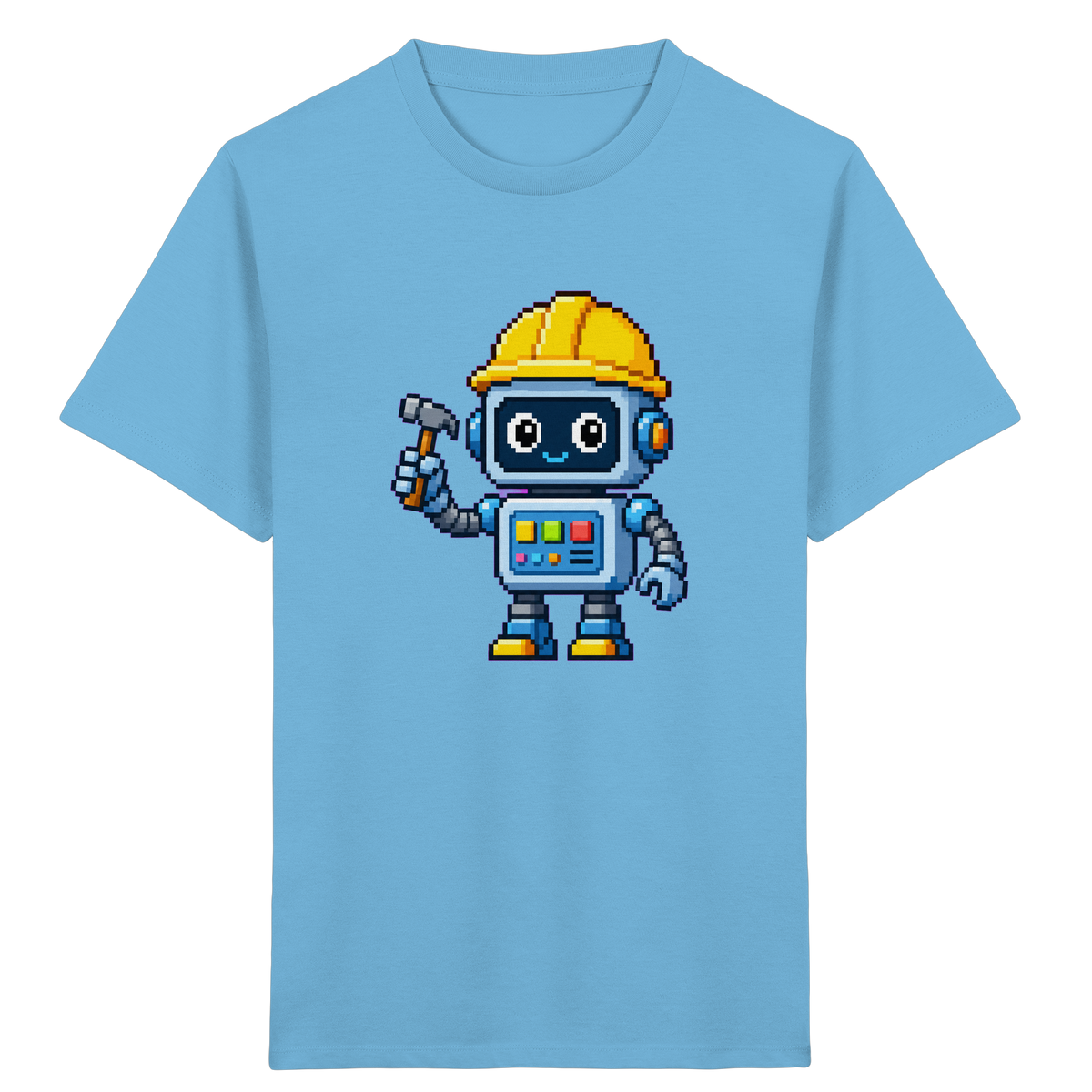 Pixel-Roboter mit Hammer: Retro Kinder-T-Shirt - Kinder T-Shirt