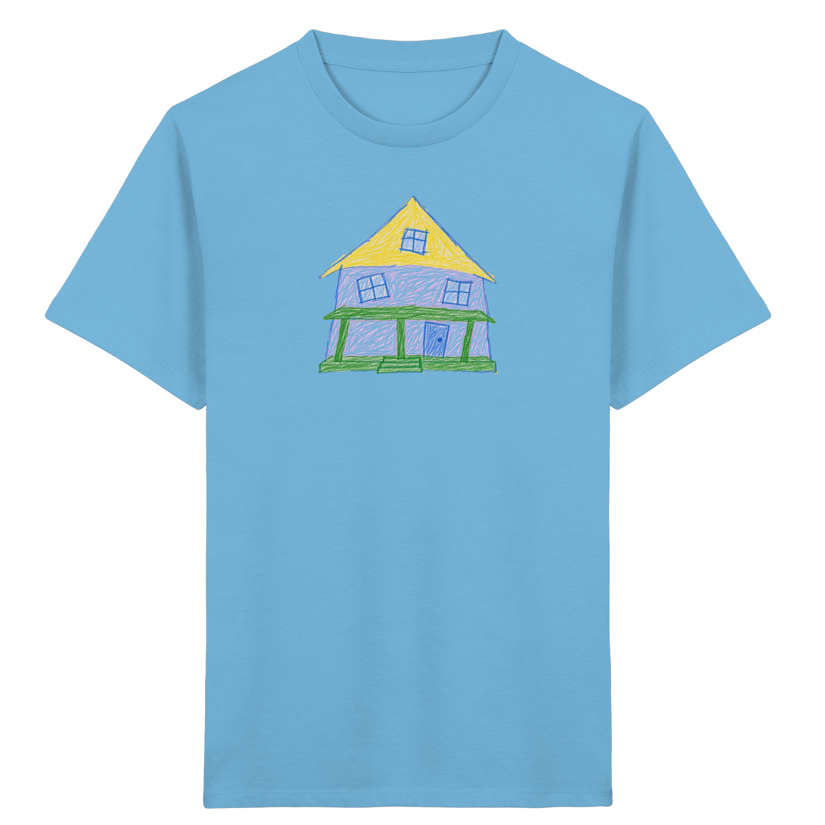Lila Haus mit Veranda - Kinder Bio T-Shirt