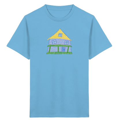 Lila Haus mit Veranda - Kinder Bio T-Shirt