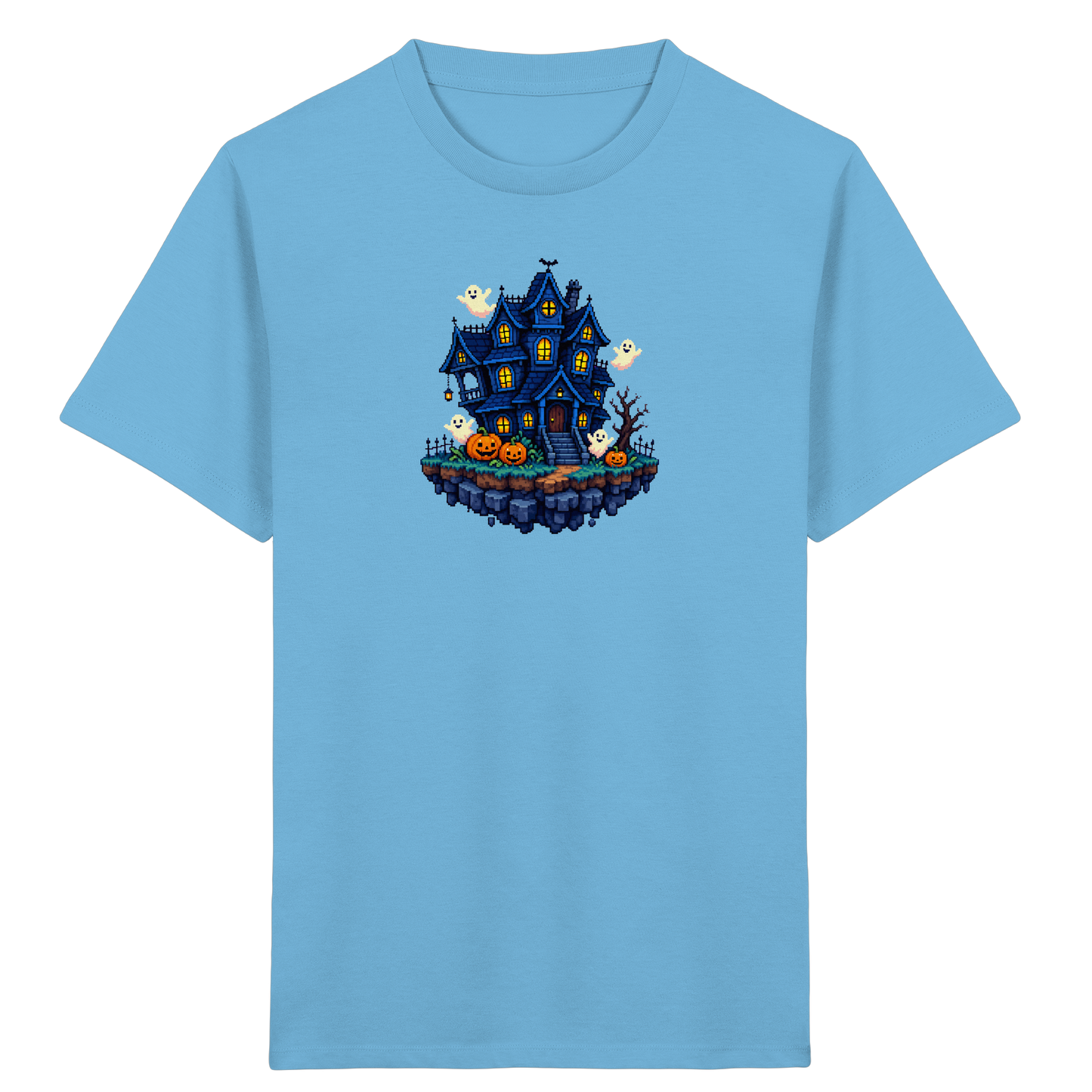 Magisches Pixel Geisterhaus Halloween T-Shirt - Kinder Bio T-Shirt