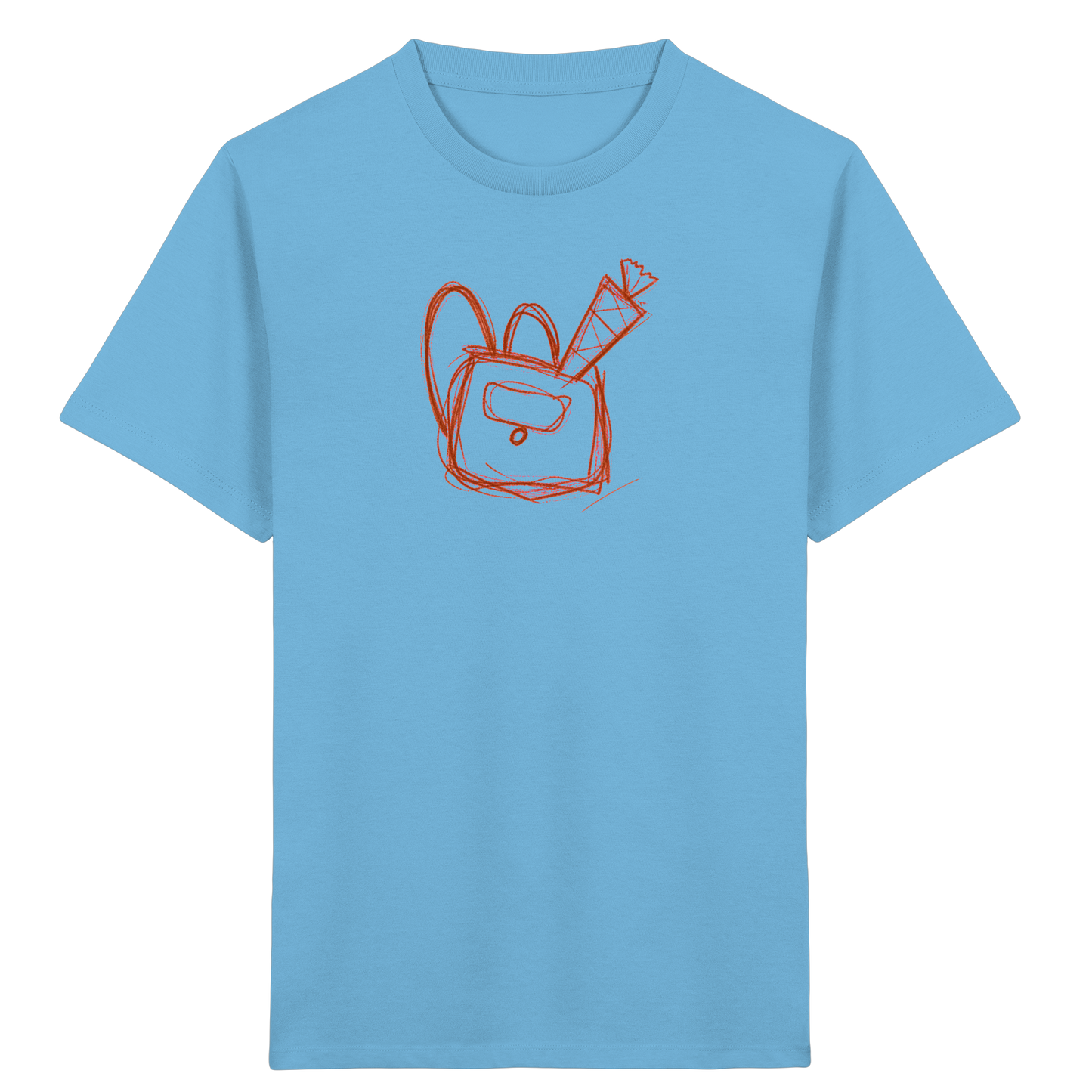 Zimtbrauner Ranzen mit Schultüte - Kinder Bio T-Shirt