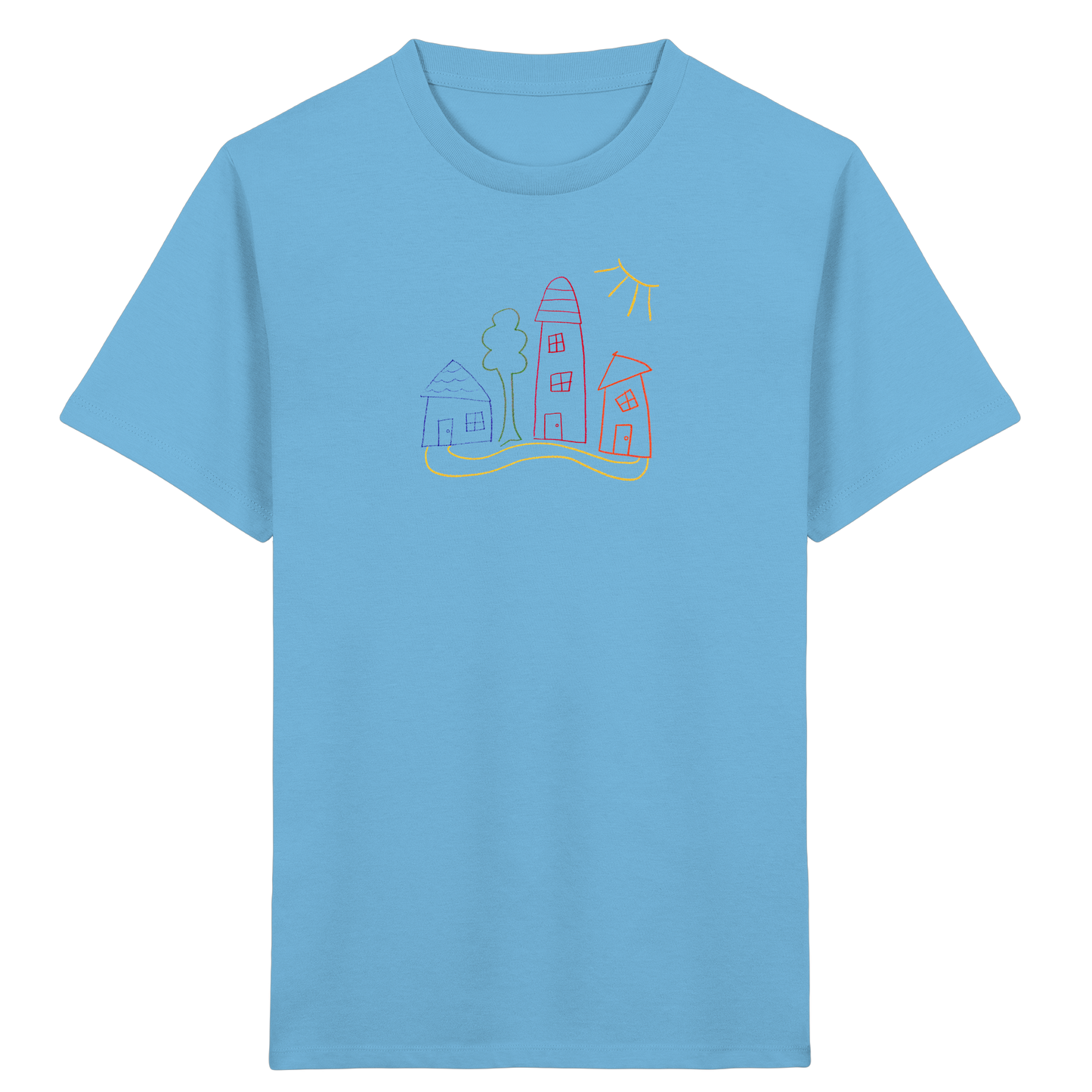 Buntes Dorf T-Shirt für Kinder - Kinder Bio T-Shirt