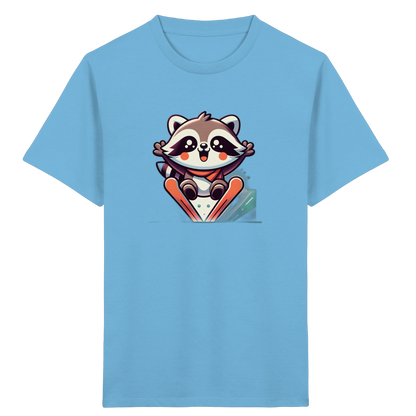 Waschbär auf Skiern – Kinder Bio-T-Shirt