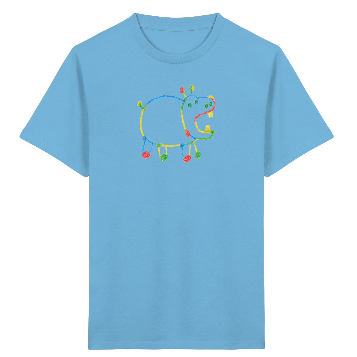 Buntes Farbpunkt Nilpferd Shirt - Kinder Bio T-Shirt