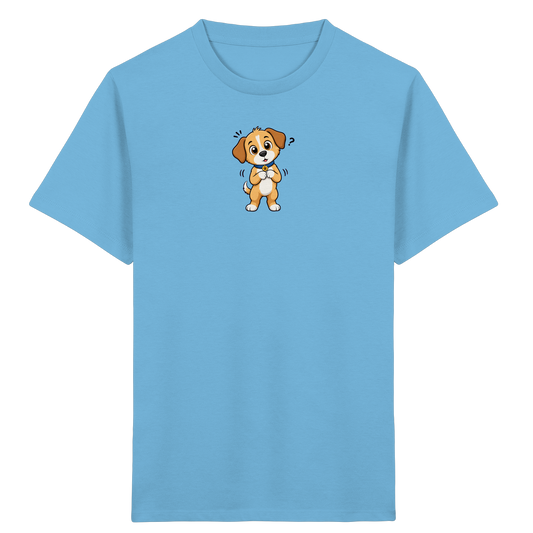 Niedlicher Welpe: Überrascht auf T-Shirt - Kinder Bio T-Shirt