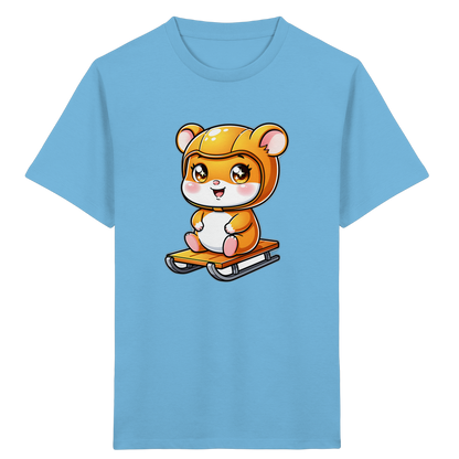 Kinder-T-Shirt mit Hamster auf einem Schlitten