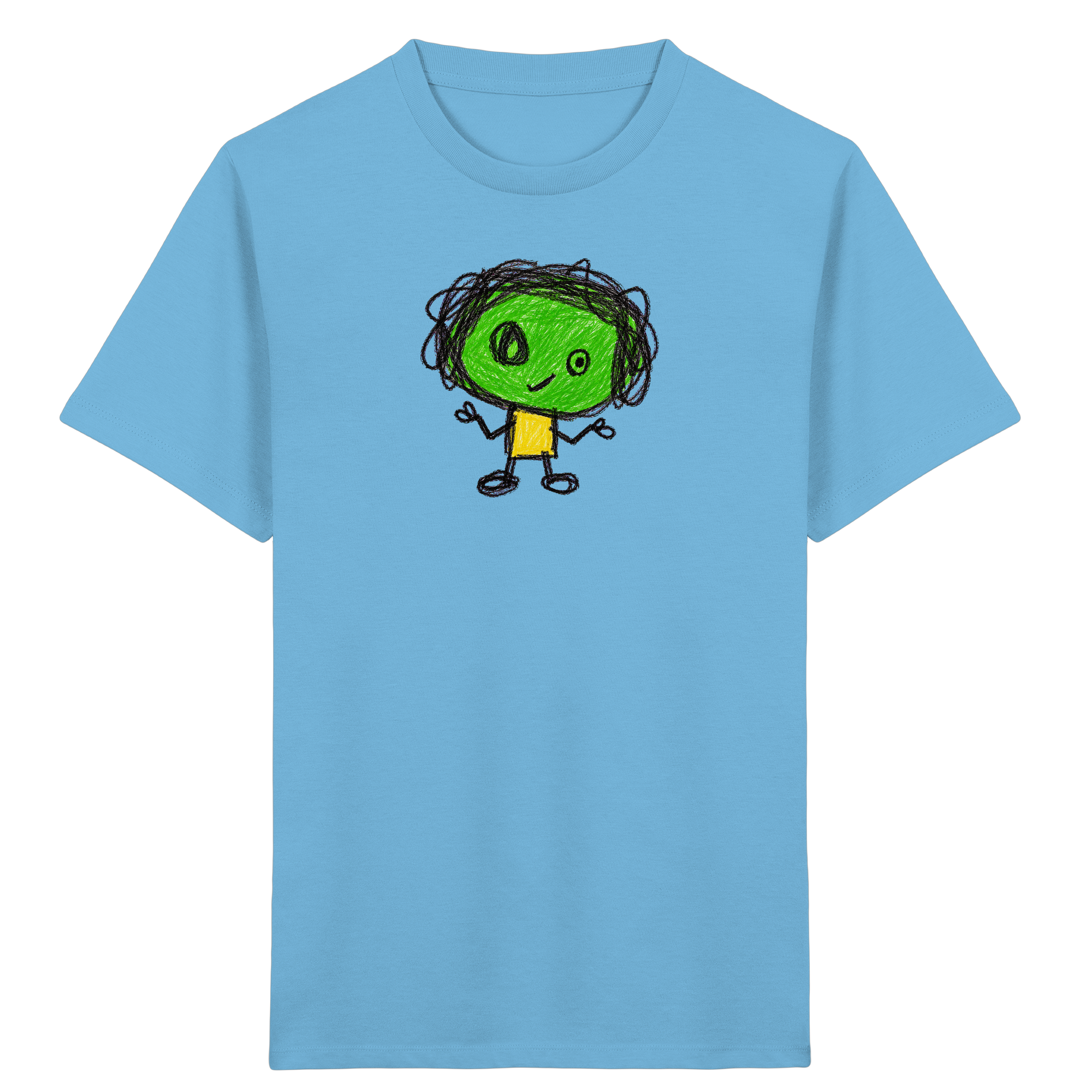 Kritzelkopf mit Zopfkranz Kinder T-Shirt