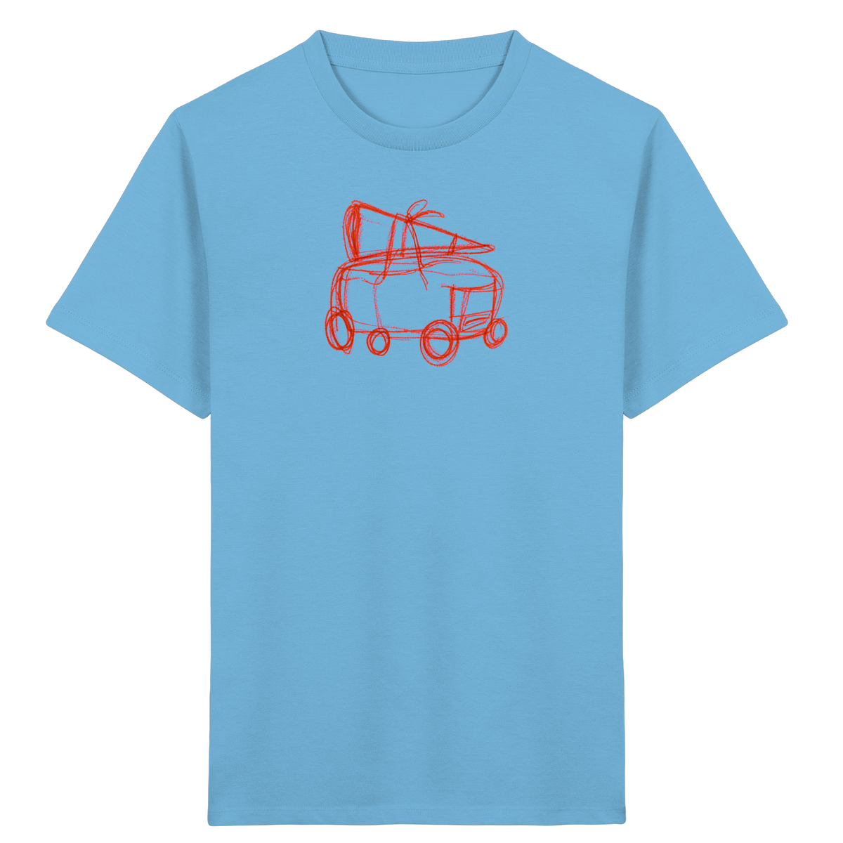 Rostroter Schulbus mit Schultüte - Kinder Bio T-Shirt