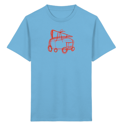 Rostroter Schulbus mit Schultüte - Kinder Bio T-Shirt
