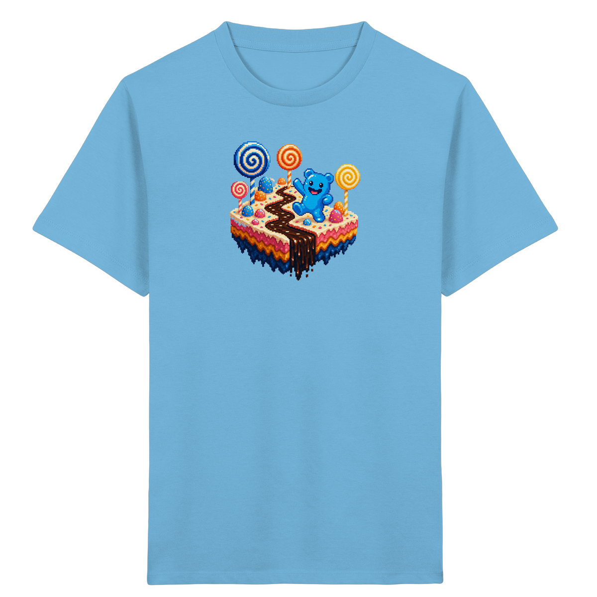 Pixel Gummibärchen auf süßer Insel - Kinder Bio T-Shirt