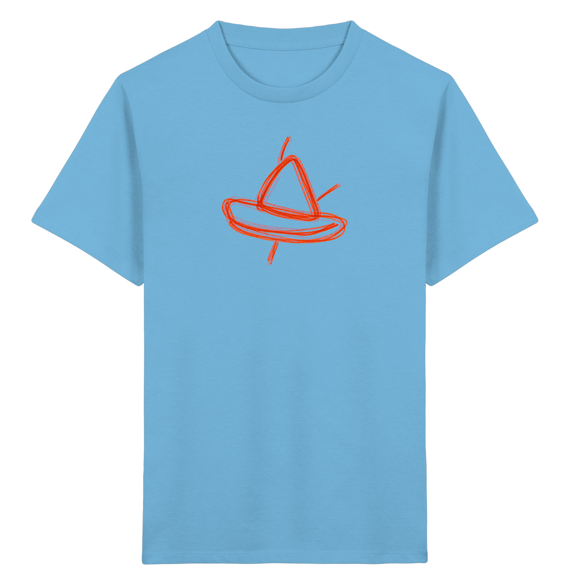 Orange Schleifenboot Kinderkritzel - Kinder Bio T-Shirt