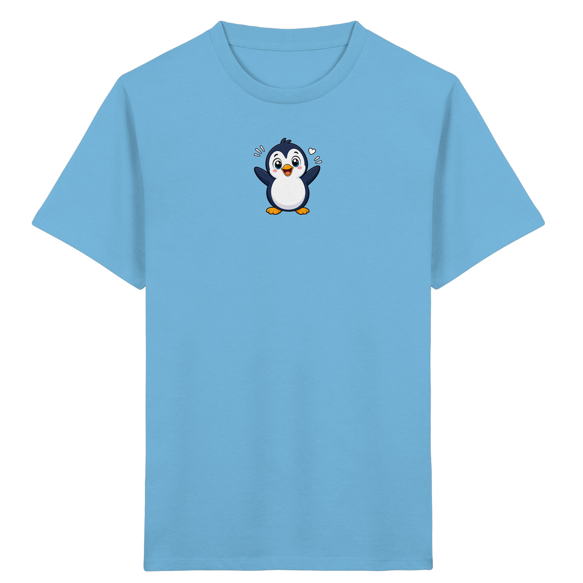 Fröhlicher Pinguin: Kinder-T-Shirt mit Herzchen - Kinder Bio T-Shirt