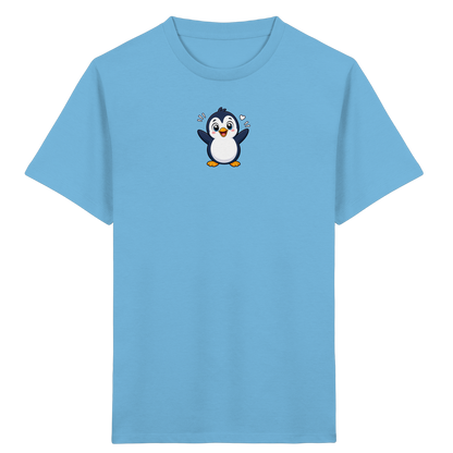 Fröhlicher Pinguin: Kinder-T-Shirt mit Herzchen - Kinder Bio T-Shirt