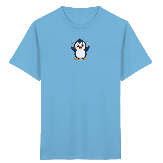 Fröhlicher Pinguin: Kinder-T-Shirt mit Herzchen - Kinder Bio T-Shirt