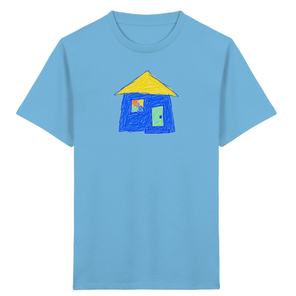 Blaues Regenbogenfenster Haus - Kinder Bio T-Shirt