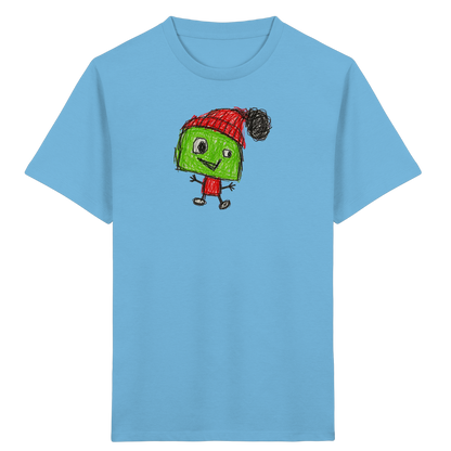 Kritzelkopf mit roter Bommelmütze - Kinder Bio T-Shirt