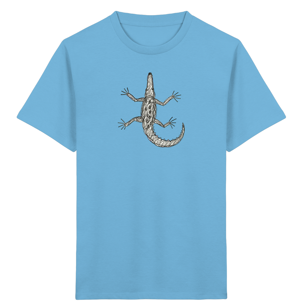 Krokodil von oben gezeichnet - Kinder Bio T-Shirt