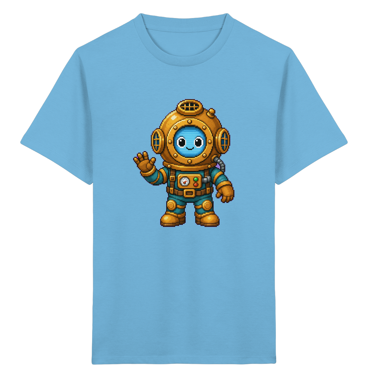 Pixel-Taucher: Goldener Helm Kinder T-Shirt - Kinder Bio T-Shirt