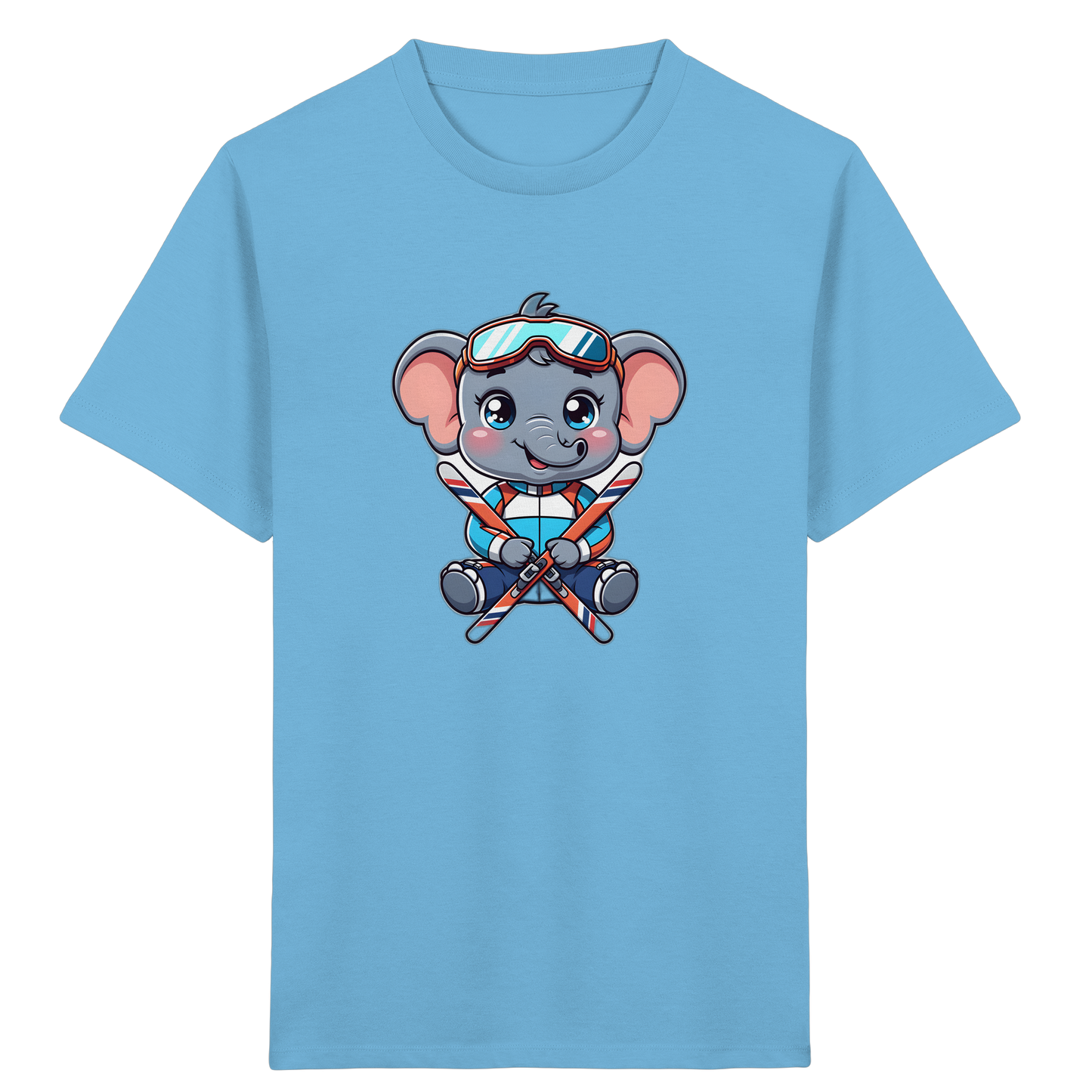 Skifahrender Elefant: Fröhliches Kinder T-Shirt