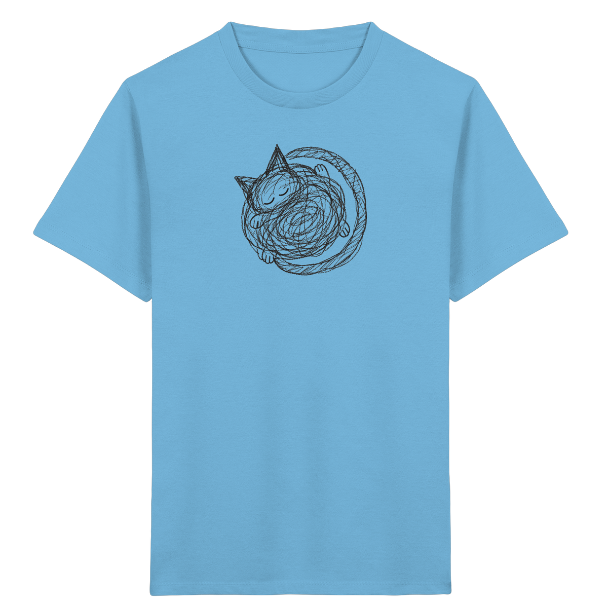 Schlafende Kritzel Katze - Kinder Bio T-Shirt