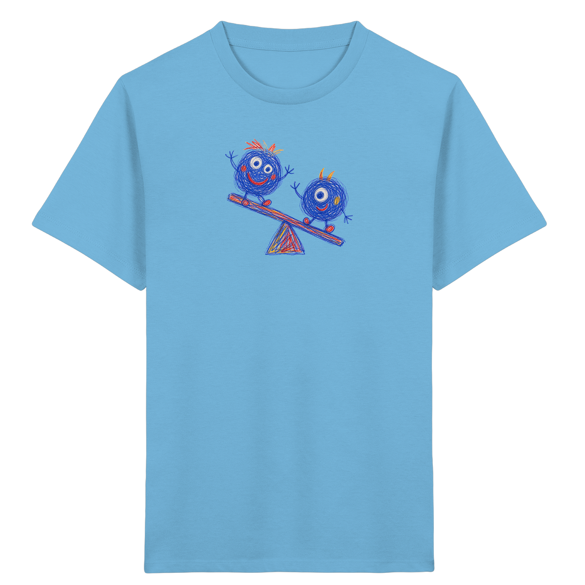 Wippenwuschel auf der Wippe - Kinder Bio T-Shirt